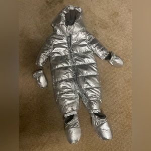 Newborn Snowsuit — Metallic Silver